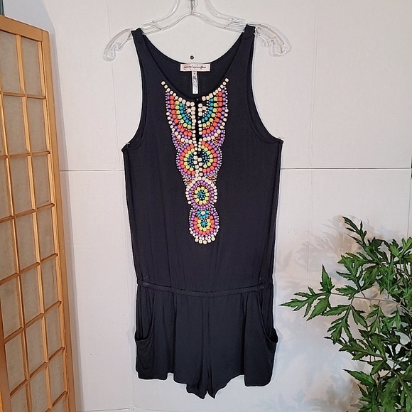 Nanette Lepore Rayon Elastane Beach Swim Romper Black Size M - Picture 13 of 16